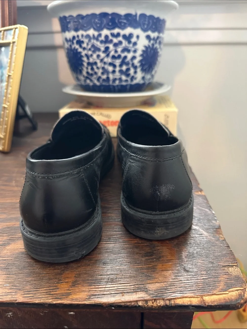 Cole Haan Black and White Leather Penny Loafers